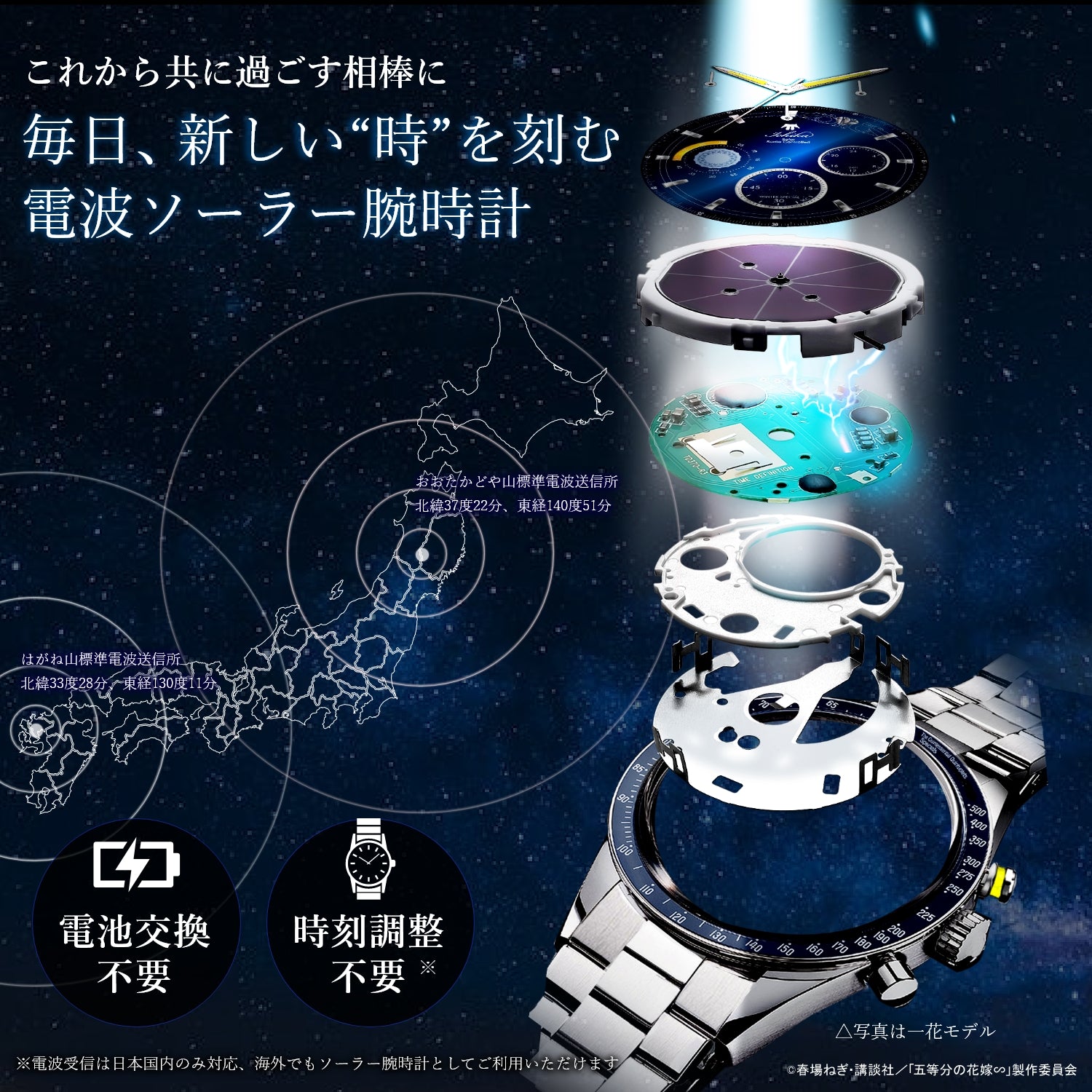 TVスペシャルアニメ「五等分の花嫁∽」電波ソーラークロノグラフ ウィンタースペシャルモデル チェンジベルト付き| 中野 一花