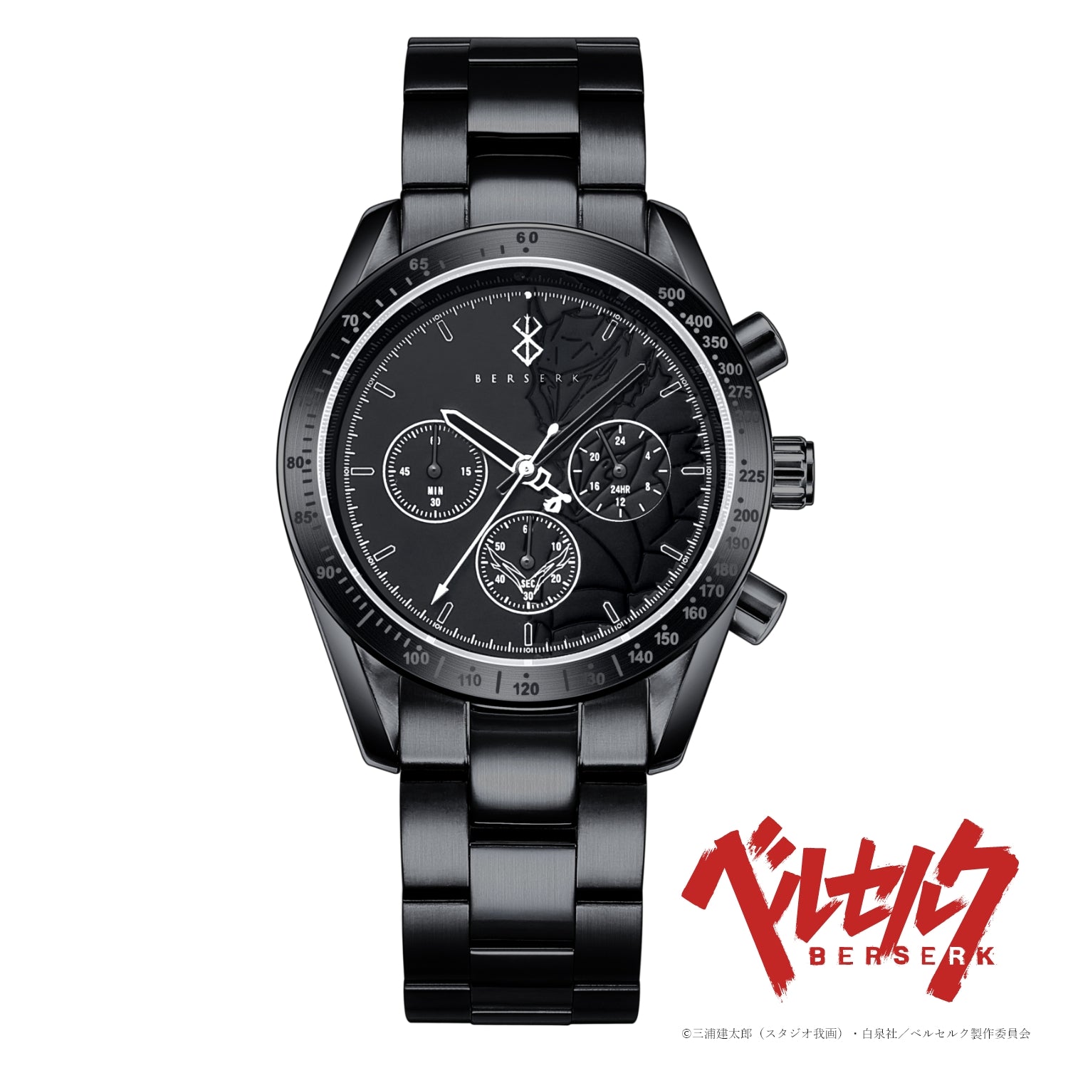 Anime Berserk Natural Diamond Chronograph Wristwatch / All Black