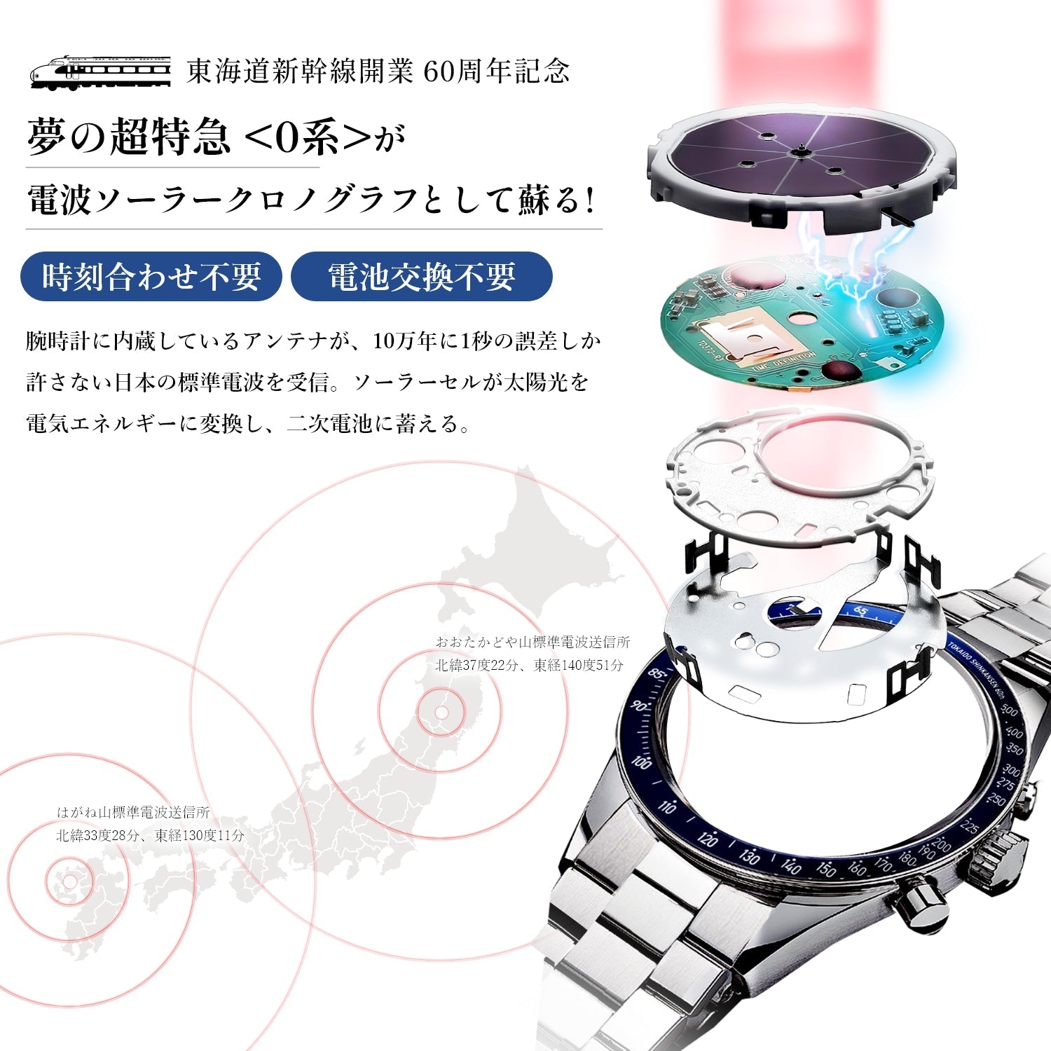 東海道新幹線開業60周年記念 電波ソーラークロノグラフ腕時計 - 公式通販サイト「アニメコレクション/Anime Collection」