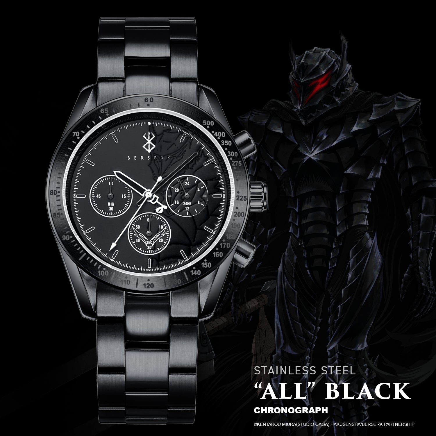 "Berserk" Natural Diamond Chronograph Wristwatch / All Black