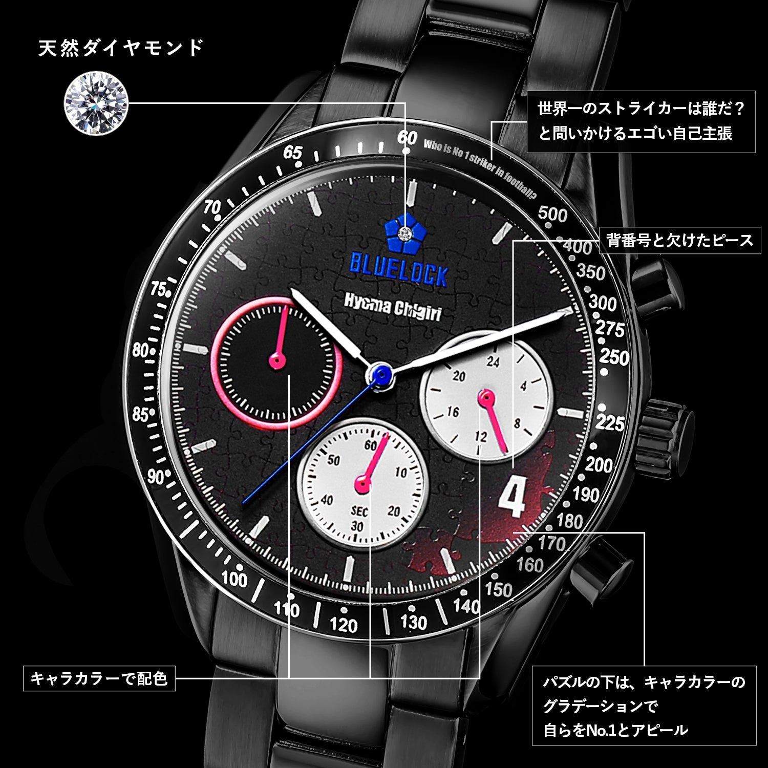 テレビアニメ「ブルーロック」オフィシャルクロノグラフ腕時計 千切 豹馬 - 公式通販サイト「アニメコレクション/Anime Collection」