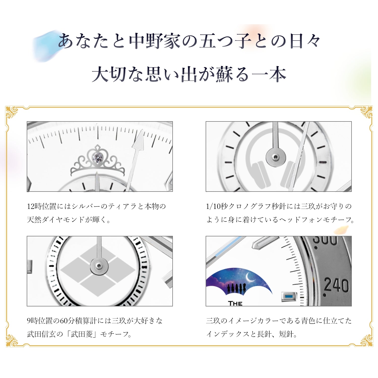 映画「五等分の花嫁」公開記念サン＆ムーン付きクロノグラフ腕時計