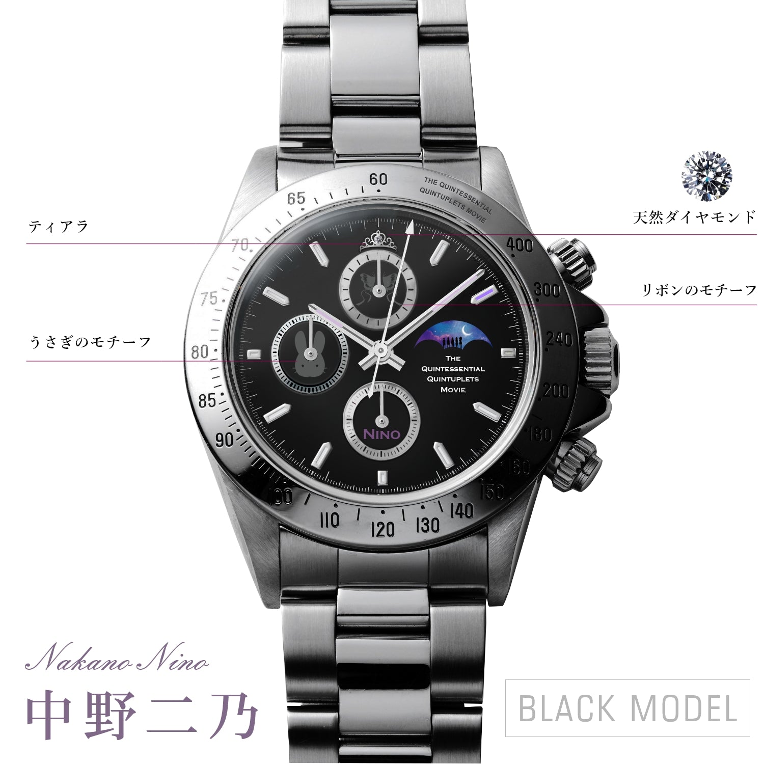 Berserk Anime Japan Collection Diamond Chronograph Watch All Black